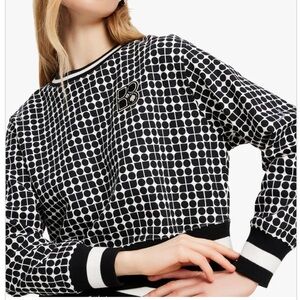 Kate Spade high contrast Black and White Grid logo Pullover